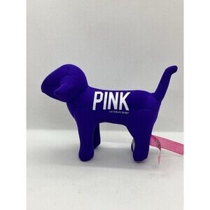 Victoria's Secret PINK Stuffed Small Dog Toy Purple 1986 White Logo Animal Plush